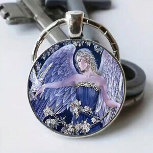 Stainless Steel ANGEL Keyring Keychain Accessory